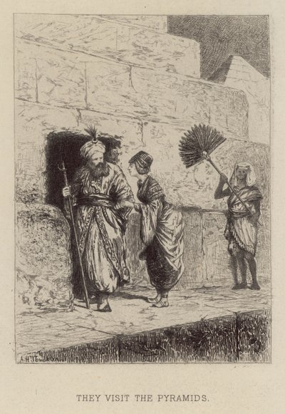 Piramitleri ziyaret ederler (gravür) by Alfred Holst Tourrier