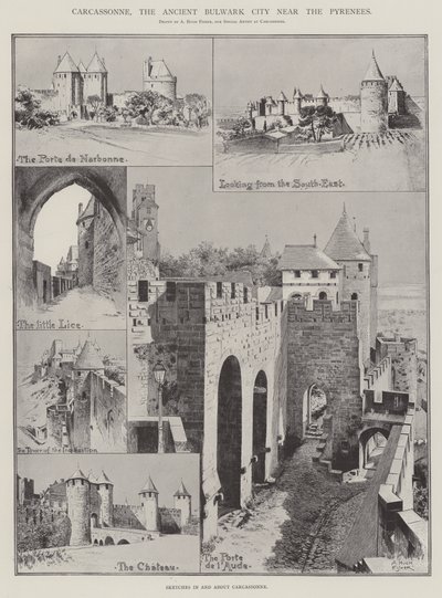 Carcassonne, Pireneler yakınlarındaki Antik Siper Şehri by Alfred Hugh Fisher