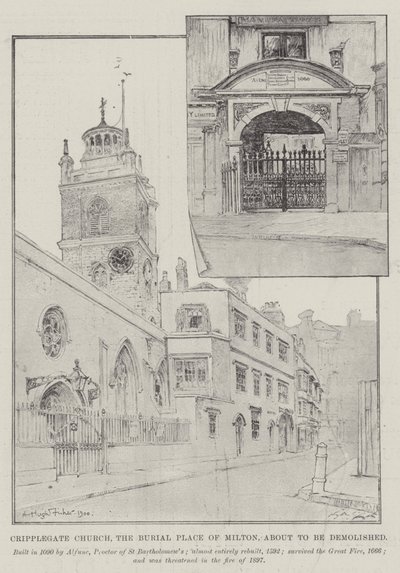 Cripplegate Kilisesi, Milton Defin Yeri, yıkılmak üzere by Alfred Hugh Fisher