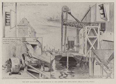Londra ve Hindistan Rıhtımlarında Yeni Silo Tahıl Deposu ve Asansör by Alfred Hugh Fisher