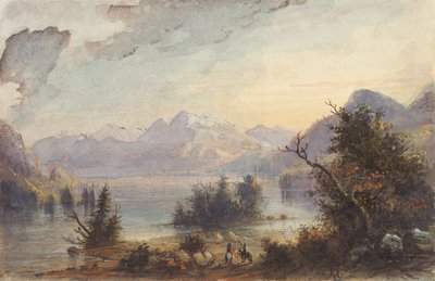 Göl Manzarası, Rocky Dağları, 1837 dolayları (kağıt üzerine suluboya) by Alfred Jacob Miller