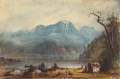 Lake Scene, Wild River Dağları, 1837 dolayları (kağıt üzerine suluboya) by Alfred Jacob Miller