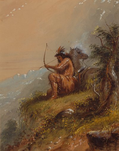 Pawnee Tedarik Kampı, c.1837 (kağıt üzerine suluboya) by Alfred Jacob Miller