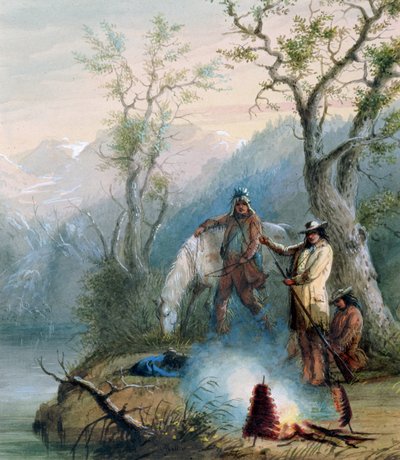 Kambur Kaburga Kavurma, 1837 (kağıt üzerinde beyaz ile wc yükseltilmiş) by Alfred Jacob Miller
