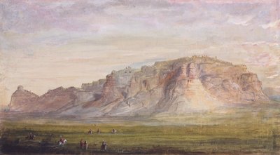 Nebraska yakınlarında Scotts Bluff (Platte), c.1837 (kağıt üzerine sulu boya) by Alfred Jacob Miller