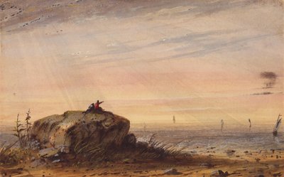 Deniz Kıyısı, c.1837 (kağıt üzerine suluboya) by Alfred Jacob Miller