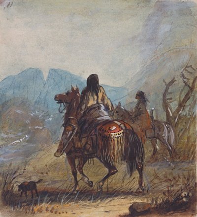 Sioux Kadınları, Uzaktaki Kayaları Kes, 1837 dolayları (kağıt üzerine kurşun kalem, suluboya ve guaj boya) by Alfred Jacob Miller