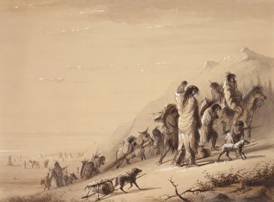 Snake Indians Migrating, 1837 dolayları (kalem ve mürekkep, kağıt üzerine yıkama ve guaj boya) by Alfred Jacob Miller
