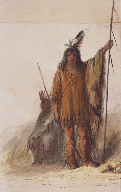 Savaş Elbisesi, c.1837 (kalem, tükenmez kalem ve mürekkep, kağıt üzerine sulu boya ve guaj boya) by Alfred Jacob Miller