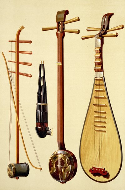 Bir huqin ve yay, bir sheng, bir sanxian ve bir pipa, 