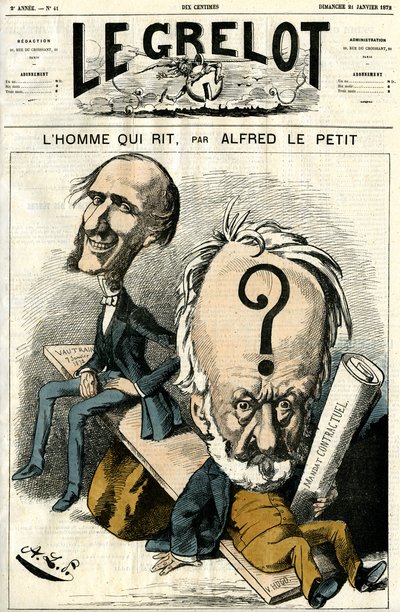 Victor Hugo ve Gülen Adam. karikatür by Alfred Le Petit