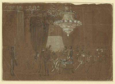Beyaz Saray Doğu Odasında Albay Ellsworth üzerinden cenaze töreni Özet/orta by Alfred R. Waud