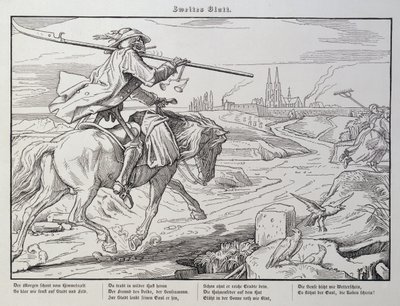 Kasabaya Ölüm Yolculukları, Georg Wigand tarafından Leipzig'de yayınlanan 'Another Dance of Death'den 2. plaka, 1849 by Alfred Rethel