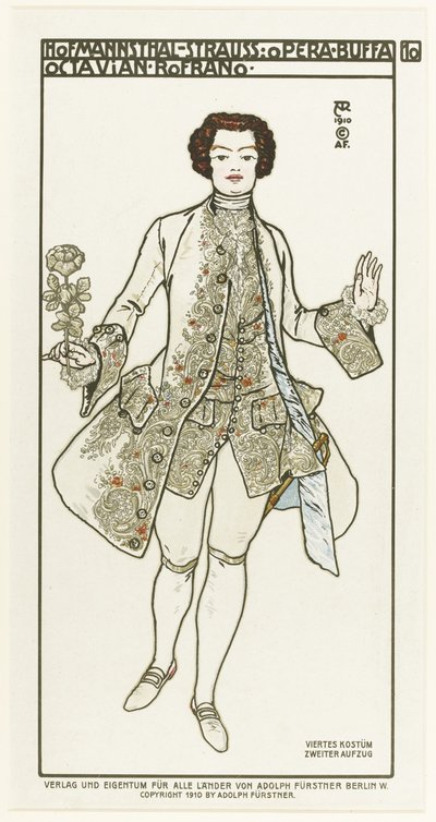Richard Strauss'un Der Rosenkavalier The Knight of the Rose operası için kostüm tasarımı, 1910 by Alfred Roller