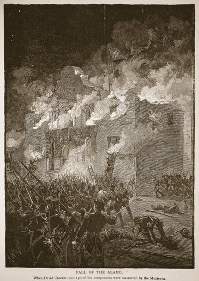 Alamo'nun Düşüşü, bir kitap barından. 1896 (gravür) by Alfred Rudolph (after) Waud