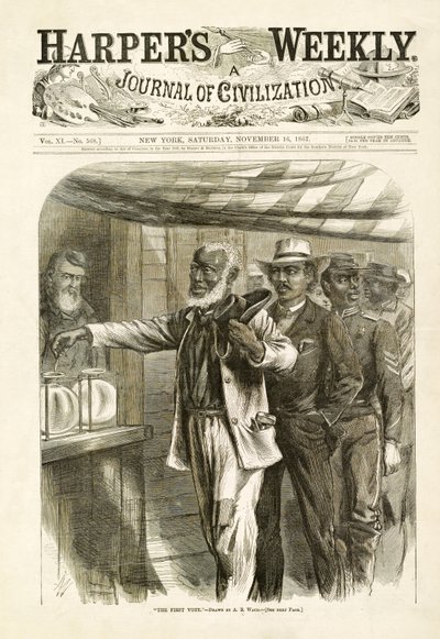 İlk Oy, pub. Harpers Haftalık, 1867 by Alfred Rudolph Waud