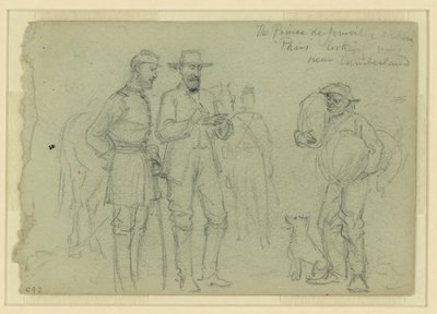 Cumberland yakınlarında "Paris" taslağını çizen Prince de Joinville by Alfred Rudolph Waud