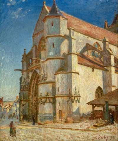 Sabah güneşinde Moret Kilisesi by Alfred Sisley