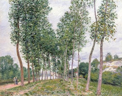 Loing Banks boyunca Kavak Bulvarı by Alfred Sisley
