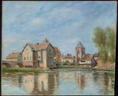 Moret sur Loing Köprüsü ve Değirmenleri, 1892 by Alfred Sisley