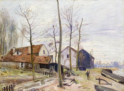 Rising Sun ile Moret Değirmenleri; Les Moulins de Moret, Gün Doğarken, 1889 by Alfred Sisley