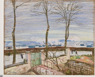 Kışın Moret Tren İstasyonu (kağıt üzerinde pastel) by Alfred Sisley
