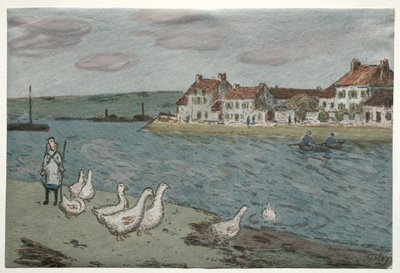 Nehir Bankası veya Kazlar by Alfred Sisley