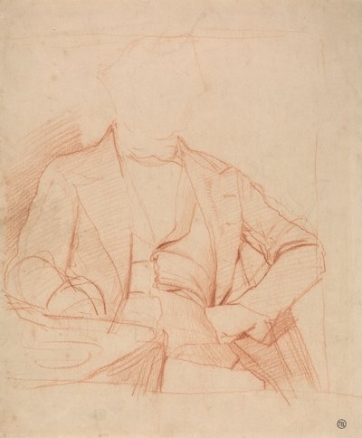 Bay Coleman'ın Portresi için Çalışma: yüzü öne dönük, sol el kalçada, sağ kol masada by Alfred Emile Stevens