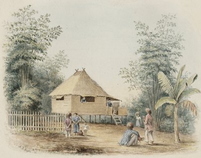 Yerli Evi Yakın Manila, 1842 (kremalı dokuma kağıda kalem ve mürekkep dokunuşuyla tuvalet) by Alfred Thomas Agate