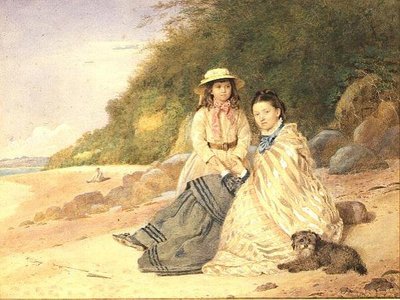 anne ve kızı, ile, köpek by Alfred Tidey