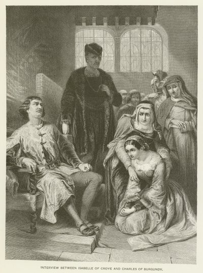 Isabelle of Croye ve Charles of Burgundy arasındaki röportaj by Alfred W. Elmore