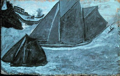 Liman açıklarındaki tekneler (gemiye konulan karttaki yağ) by Alfred Wallis