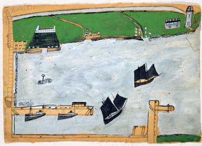 Mount's Bay ve St. Michael's Mount (gemide yağ ve pastel boya) by Alfred Wallis