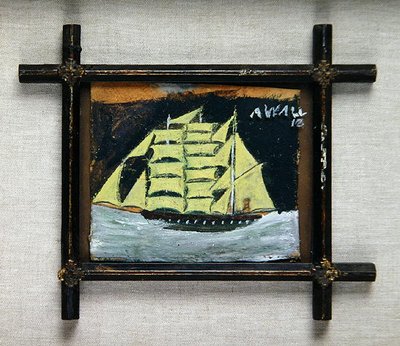 Dini Çerçevede Gemi (kağıt üzerine yağlı kalem) by Alfred Wallis