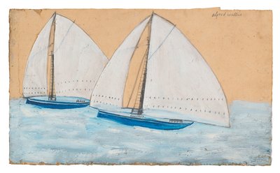 İki Yelkenli Tekne by Alfred Wallis
