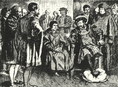 Henry VIII Mahkemesinde Sir Thomas More, krallara direnerek onu eğlendirmek için bir şeyler söyletmeye çalışıyor by Alfred Wallis Mills