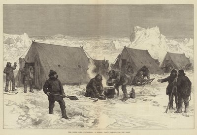 Kuzey Kutbu Seferi, Gece için kamp yapan bir Kızak Partisi by Alfred William Hunt
