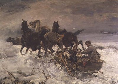 Bir atlı kızakta rakamlar by Alfred von Wierusz-Kowalski