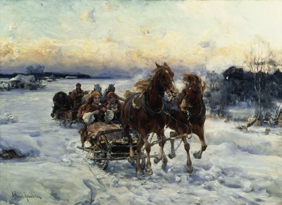 kızak yolculuğu by Alfred von Wierusz-Kowalski