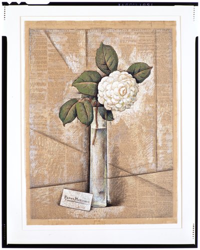 Gardenia in Glass, 1936 c. (gazete üzerine guaj, sulu boya ve tebeşir) by Alfredo Ramos Martinez