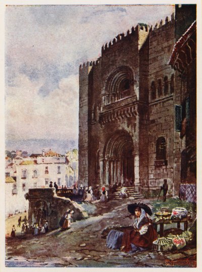 Coimbra Eski Kenti, Portekiz (renkli lito) by Alfredo Roque Gameiro