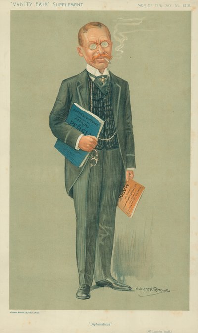 Mr Lucien Wolf, Diplomaticus, 20 December 1911, Vanity Fair cartoon  by Alick P. F. Ritchie