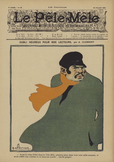 Okurlarımız için mutlu unutkanlıklar. Le Pele-Mele için çizim, 1902 by Aline Clement