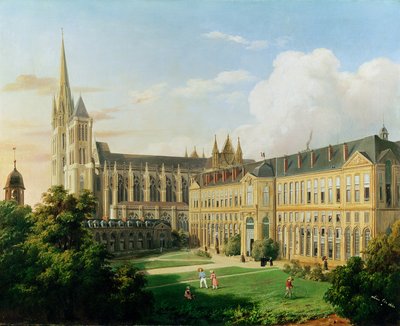 The Abbey Church of Saint-Denis and the School of the Legion of Honour in 1840  by Aline Clement