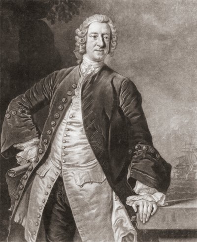 Amiral Edward Boscawen. Vesika. by Allan (after) Ramsay