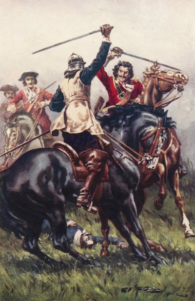 Bir Ironside ve bir Cavalier (renkli taş) arasındaki dövüş by Allan (after) Stewart