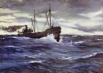 Collier Thordis bir Alman denizaltısına çarpmak üzere by Allan (after) Stewart