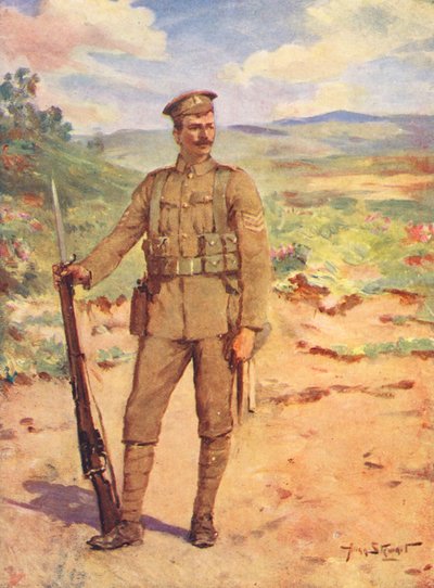 1. Dünya Savaşı: Modern Bir İngiliz Askeri (renkli taş baskı) by Allan Stewart