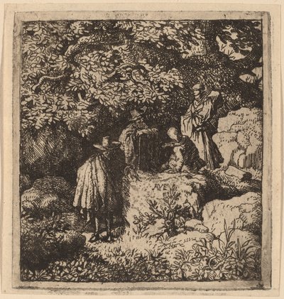 Bir Ağacın Altında Dört Figür, muhtemelen c. 16451656. by Allart van Everdingen