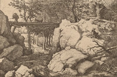 Küçük bir Köprüde Keçi, muhtemelen c. 16451656. by Allart van Everdingen